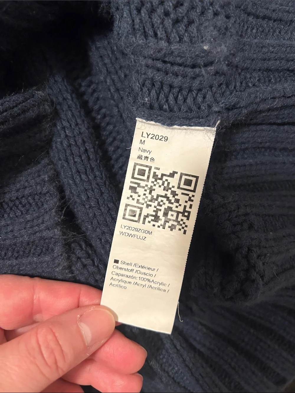 Navy Cable Knit Chunky Button-Up Cardigan Size Medium